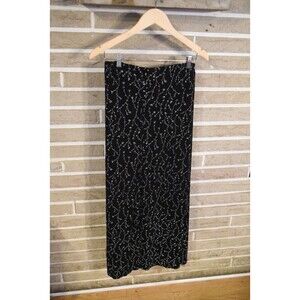 Vtg 90s Y2K Briggs New York Womens L Black White Floral Maxi Skirt cottagecore